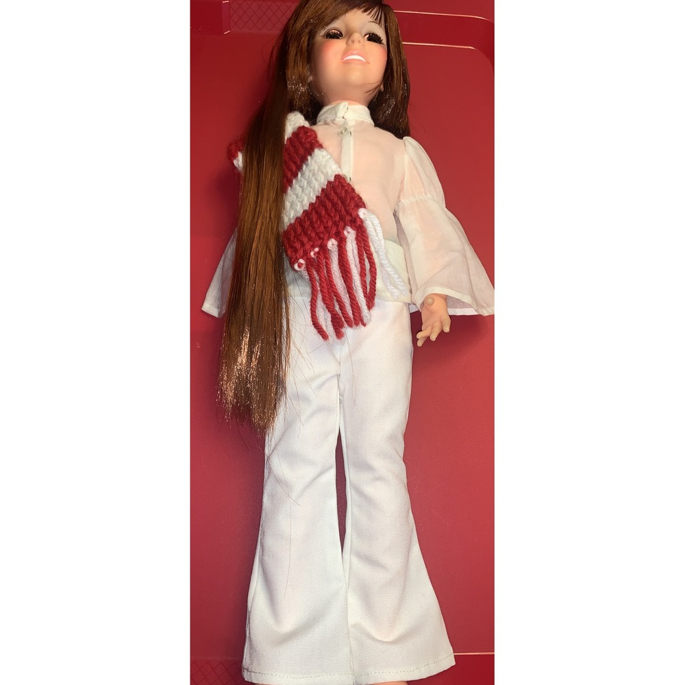 Vintage 1970's Ideal Crissy HIPPIE ALL WHITE BELL BOTTOM OUTFIT & SCARF NO DOLL